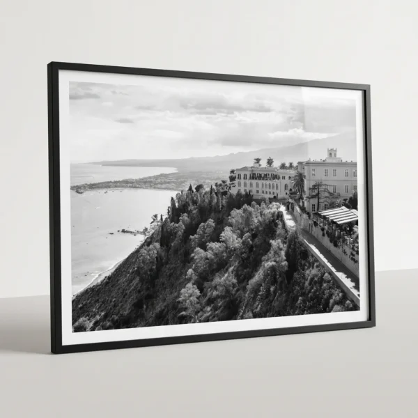 San Domenico Palace black and white digital download by Mark Marsh in large A2 frame San Domenico Palace black and white digital download print in a black frame.